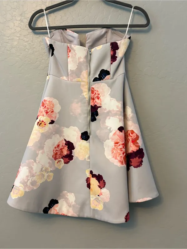 Keepsake the label divide floral flower bloom strapless tulip dress size XS - Image 12