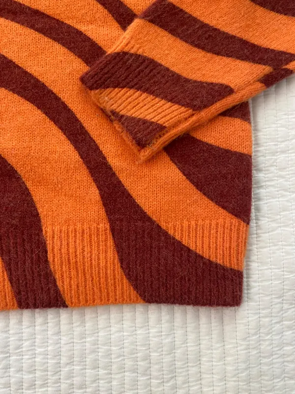 Orange and burgundy swirl Zara sweater - Image 3