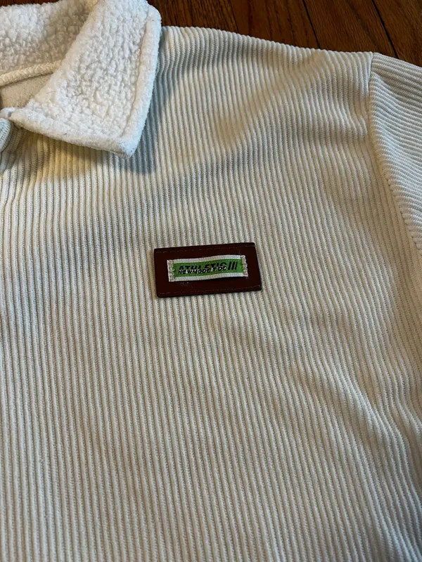 White Sherpa Quarter Button Jacket - Image 2