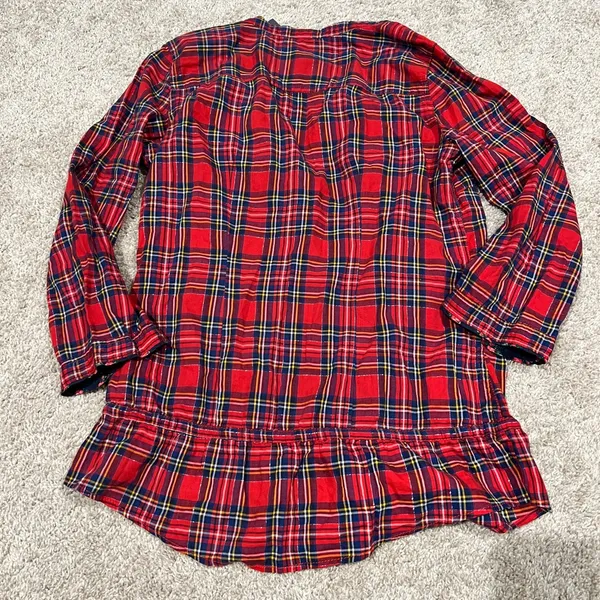 Abercrombie & Fitch Womens M Christmas Red Plaid Button Down Blouse Brand New - Image 3