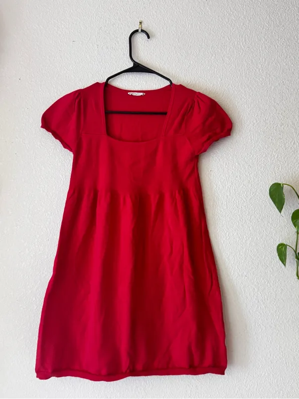 Women’s Red Square-Neck Short Sleeve Tunic - Image 4