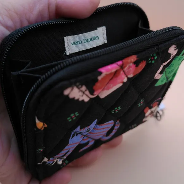 Vera‎ Bradley Herding Cats Small Zip Around Wallet Black Cat Print Quilted NWT - Image 3