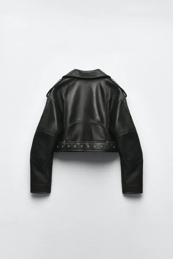 ZARA jacket biker faux leather cropped coat - Image 9