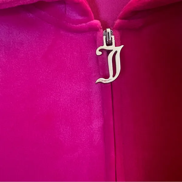 Juicy Couture Free Love Velour Zip‎ Hoodie Pink Rhinestone Logo NWT Size L - Image 6