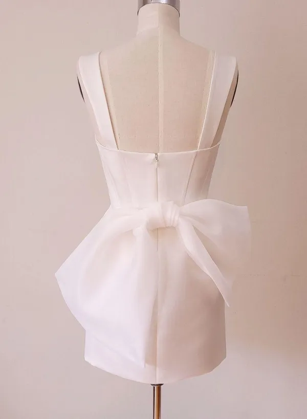 Custom Made Bridal Satin Dress With Bow - Image 9