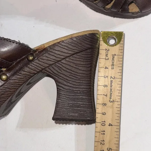 Route 66 Y2K 2000s‎ Platform Chunky Brown Faux Leather Strappy Heel Mules Clogs - Image 14