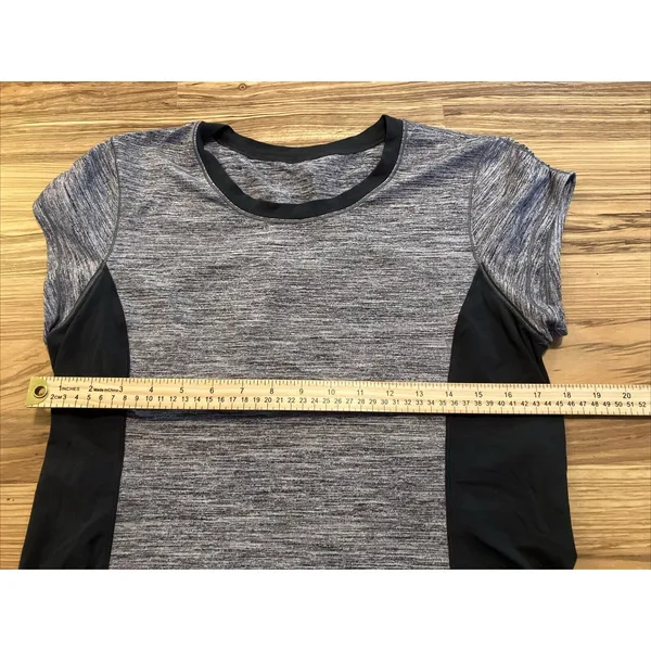 Lululemon Time To Sweat Short Sleeve Top Colorblock‎ Yoga Space Gray Black S/M - Image 4