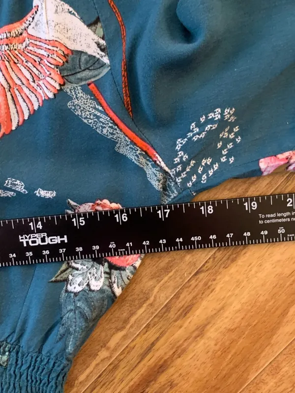 Jaase Maxi Dress XS Teal Floral Boho Autumn Wedding Guest Smocked V-Neck - Image 16