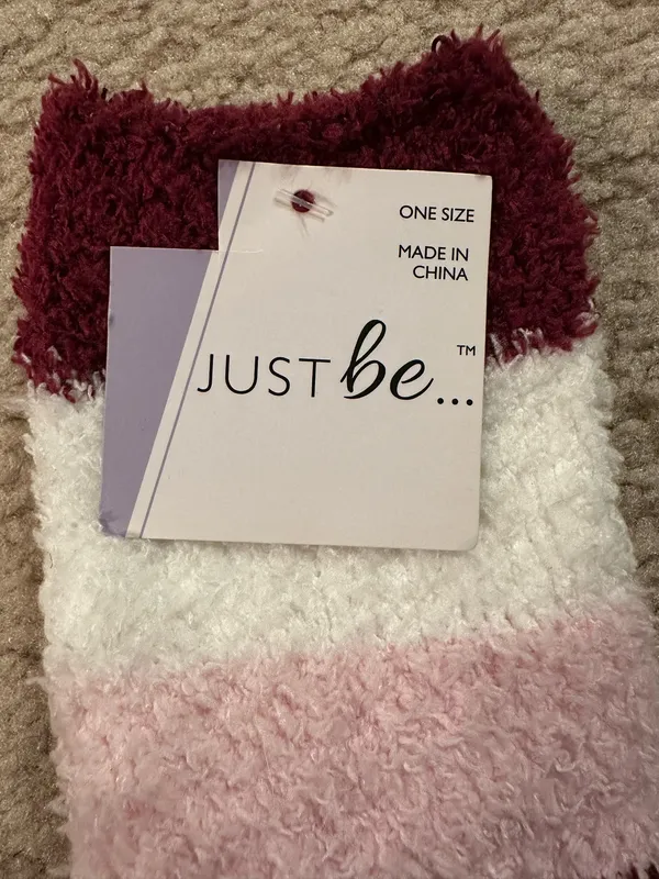 Just Be white, pink, and maroon fuzzy socks NWT one size women’s  - Image 2