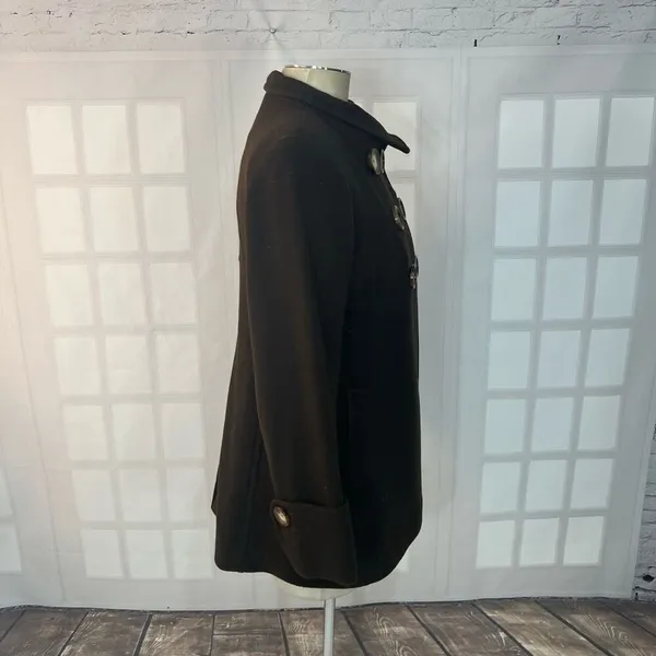 Michael Michael Kors Brown Double Breasted Wool Blend Lined Peacoat Size Medium - Image 5