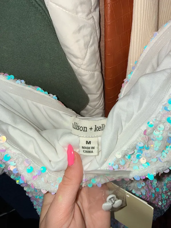 Allison Kelly strapless Sequin Bow Back Multiple Size M - Image 4