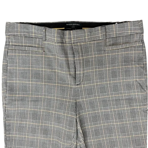 Banana Republic Sloan Plaid Black Tan Slim Leg Trousers Pants size 12 Pockets - Image 10