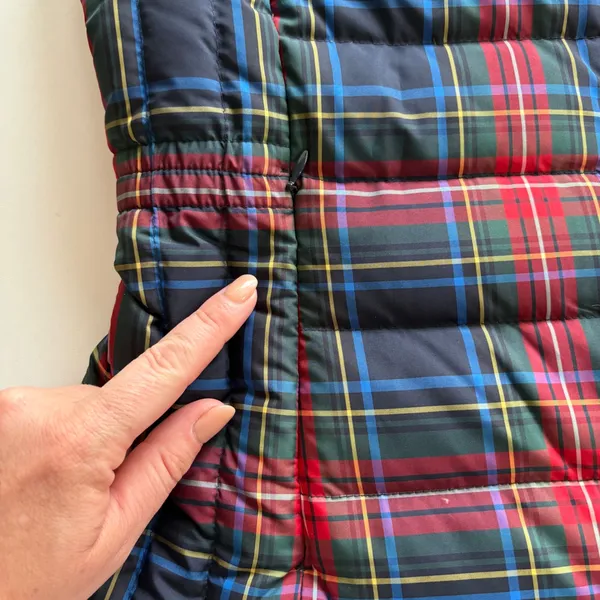 Talbots Puffer Vest Women Small Multicolor Plaid Down‎ Fill Quilted Zip Front - Image 5