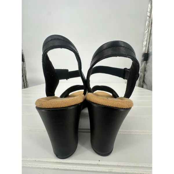 Clarks Collection Tulip Gem Black Leather Wedge Sandals Womens 8.5‎ Career - Image 6