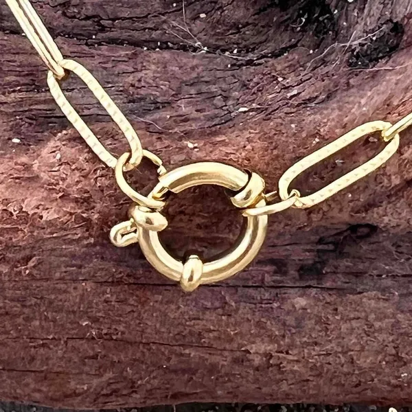 Gold Plated Paperclip Mariner Charm Holder Necklace stainless steel jewelry - Image 4