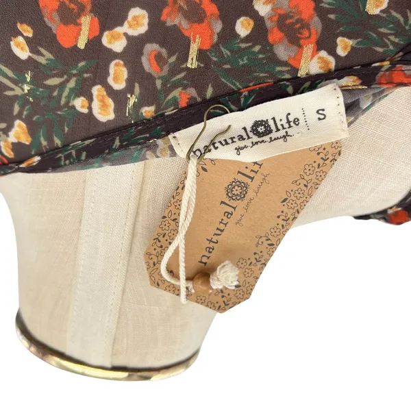 Natural Life Floral Print Midi Dress Kimono‎ Sleeve Brown Red Size Small - Image 10