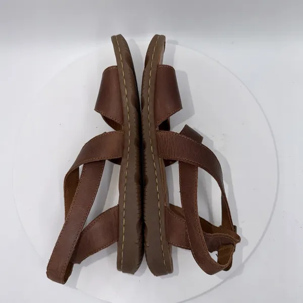Born Lucia Sandals Womens 7M Brown Leather Comfort Strappy Slingback Cross Strap - Image 4