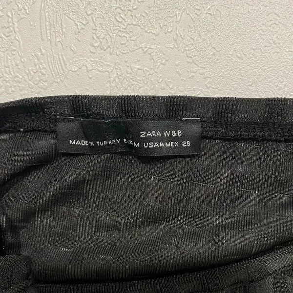 ZARA W&B Black Grid Sheer Long Sleeve Top | Size M - Image 3