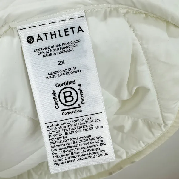 Athleta Mendocino Puffer Coat Quilted White Light Quilted Belted Size 2X NWT - Image 13