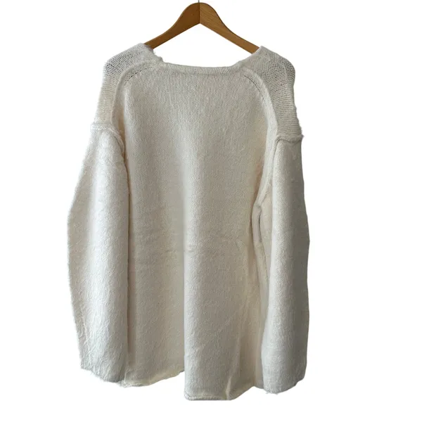 Free People NWT Sparrow Pullover Sweater Ivory Size M Oversized‎ Cozy Winter Top - Image 4
