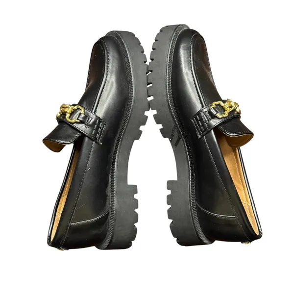 Sam & Libby Shoes Womens Size 8 Black Chain Loafer Platform‎ Lug Sole Flats - Image 5
