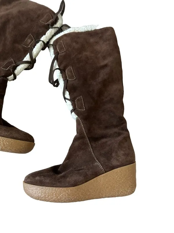 MICHAEL KORS Brown Suede Platform Lace up Boots Size 7.5 - Image 3