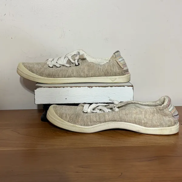 Roxy Bayshore Women Oatmeal Heathered‎ Slip On Sneakers ARJS600356 Tan Size 7 - Image 3