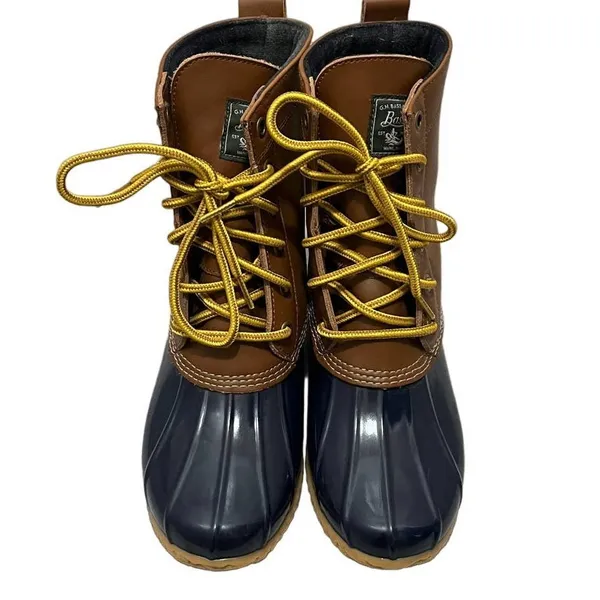 NWOB G.H. Bass & Co. Six Eyelet Waterproof Duck Boots Navy and Brown Women's 7 - Image 2