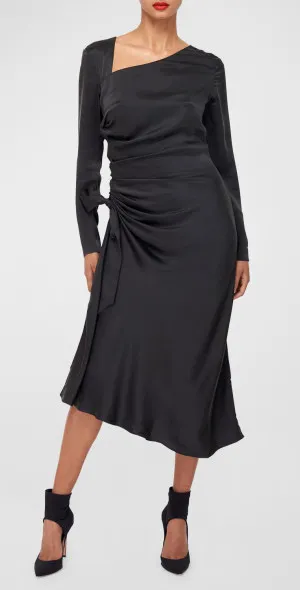 Equipment $550, 100% Silk Annalise Gathered Asymmetric Midi Dress Size 00 - Image 3