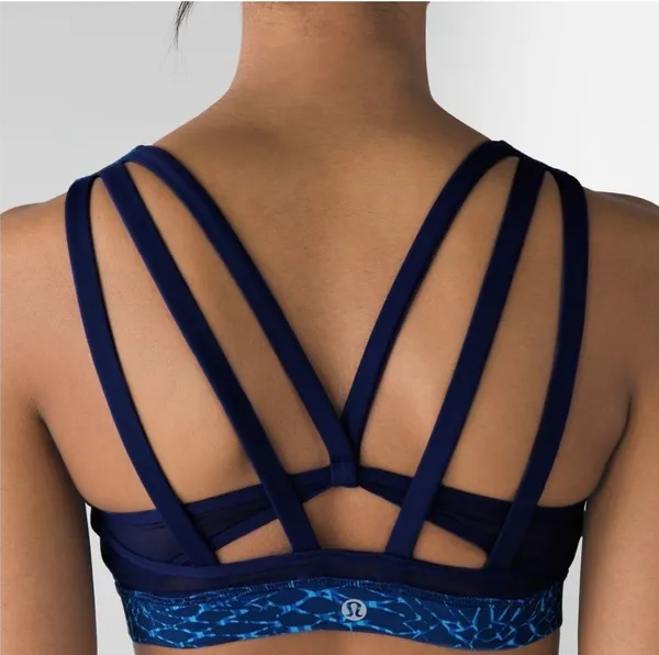 Lululemon Pure Practice Bra Blue Samba Snake Strappy Sports Bra Size 8 - Image 2