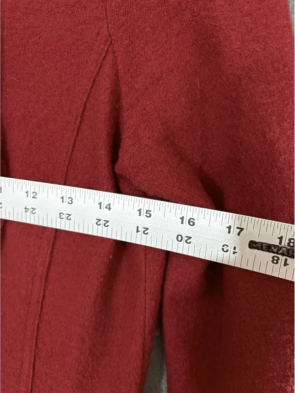 Etcetera Red 100% Merino Wool Ruffle Trench Coat Jacket XS Flawed /Repair Needed - Image 7