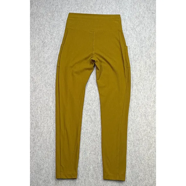 REI Co-op Leggings Womens Small Gold Ribbed Gorpcore Athleisure Hiking Trekking - Image 2