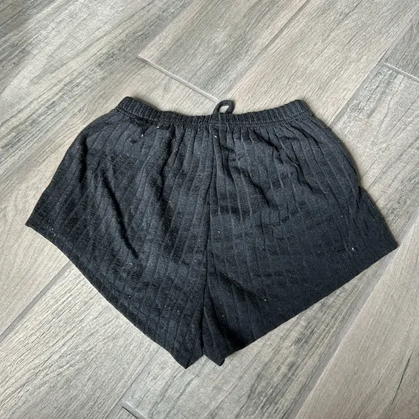 Black ribbed lounge shorts - Image 3