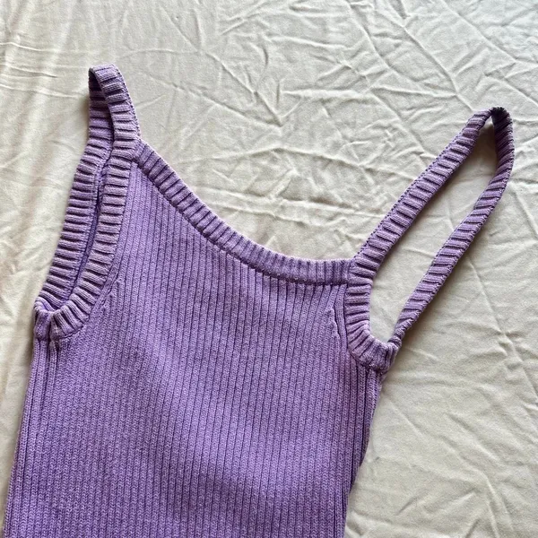Michael Costello REVOLVE amari Lilac Ribbed Knit mini Dress Small asymmetrical - Image 3
