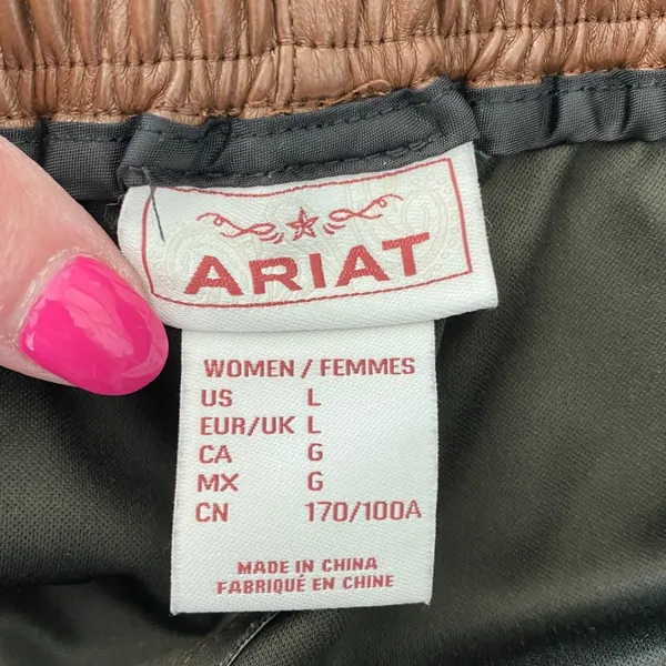 Ariat Womens Brown Faux Leather Western Jogger Pants High Rise Size L‎ 1005037 - Image 3