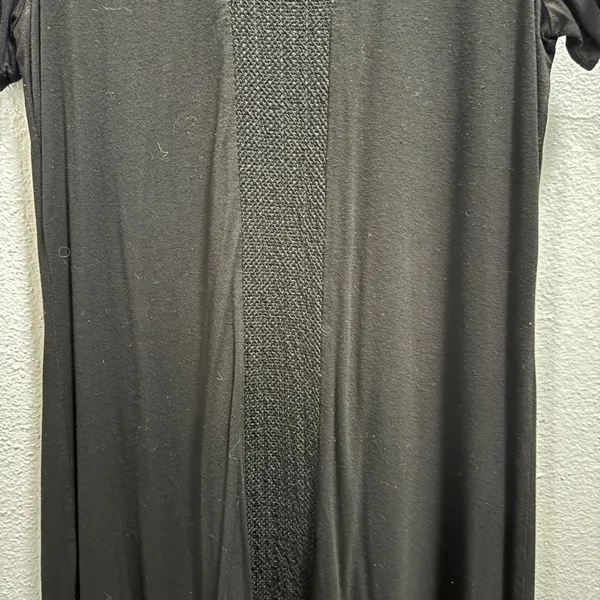Adrianna Papell Womens Black Textured V-Neck Short Sleeve Shift Dress size Small - Image 3