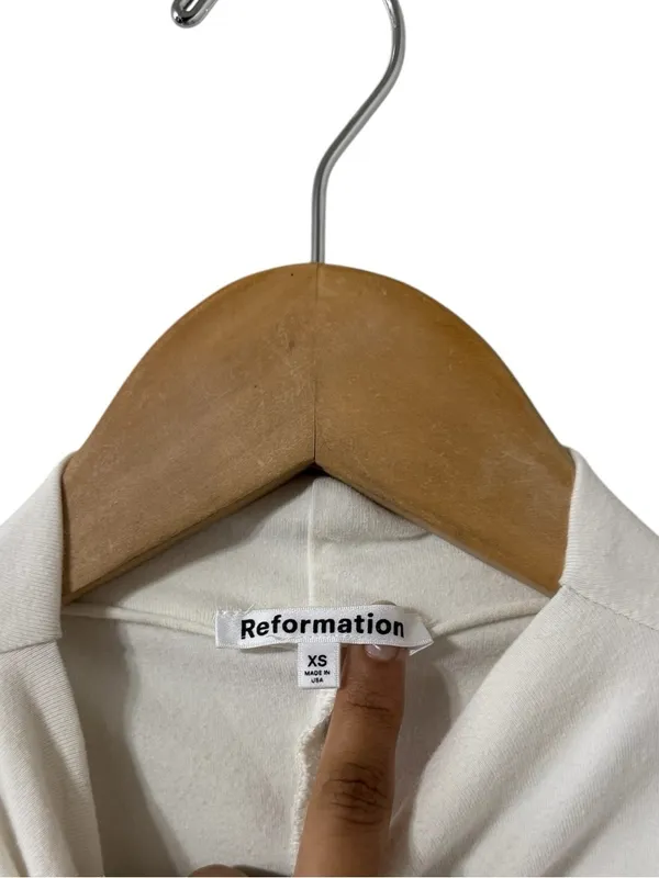 REFORMATION Lindy Ruched White High Neck Top - Image 7