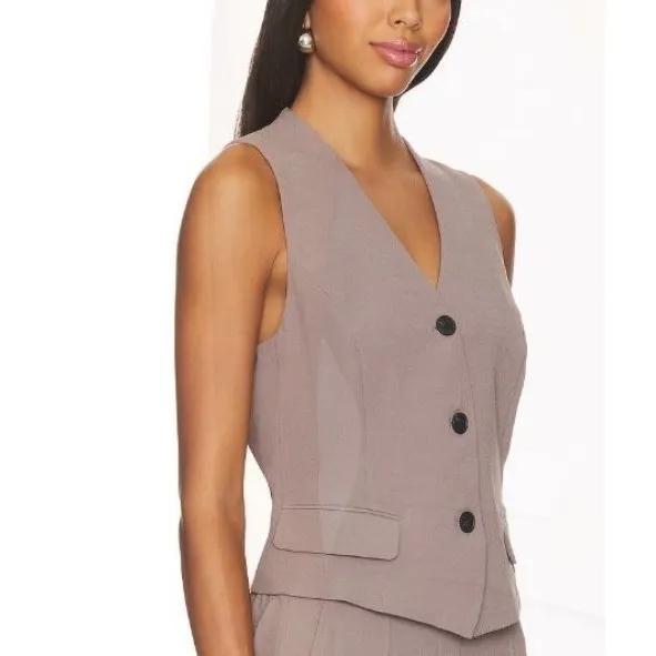 SPANX Carefree Crepe Vest Smoke Gray Womens Medium Tailored‎ Sleeveless Blazer - Image 2