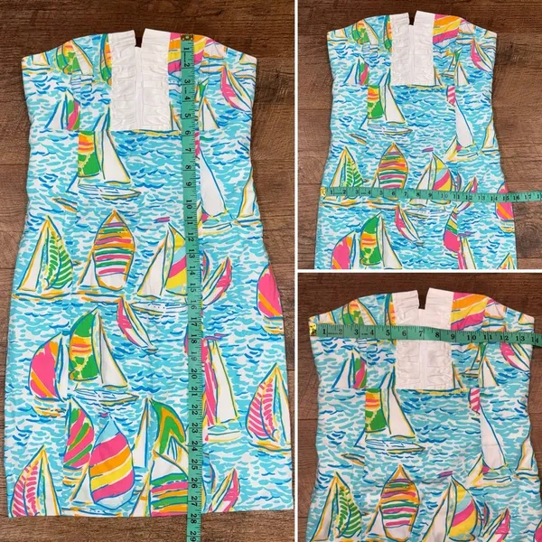 Lilly Pulitzer Franco Dress in You Gotta Regatta Ruffle Back Tie Strapless Dress - Image 16