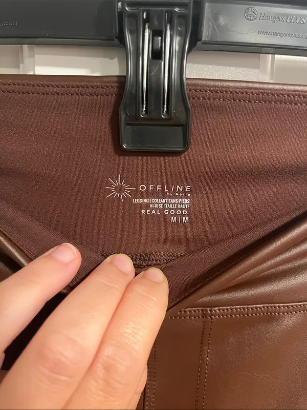 Offline by Aerie Faux Leather Hi Rise Brown Leggings Size Medium - Image 4