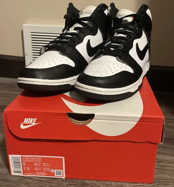 Nike Dunk High Black White Size 9 - Image 2