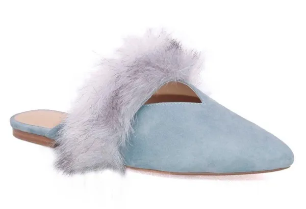 NEW Joe's Angelique Faux Fur Mule Blue 8 - Image 2