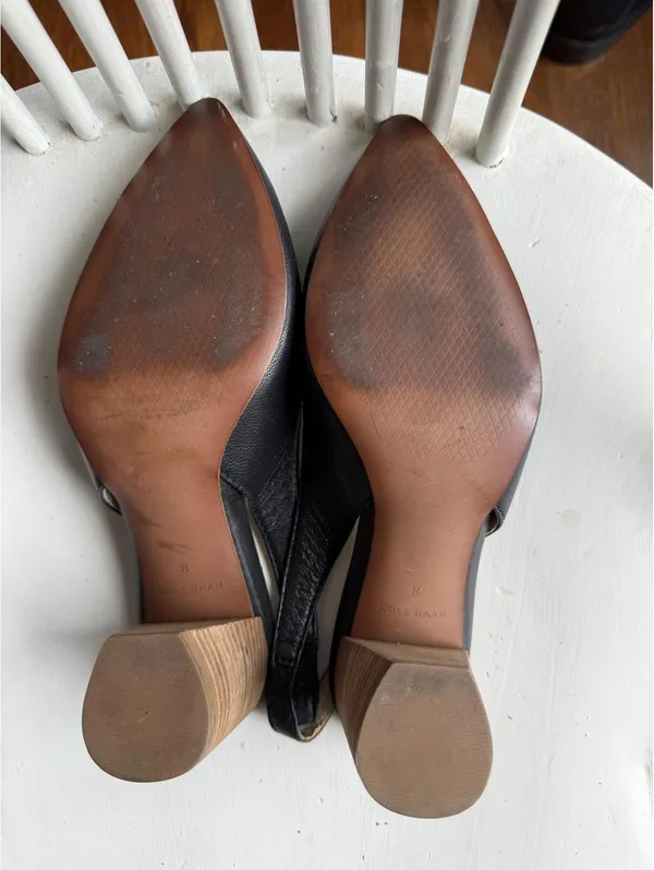 Cole Haan Black Leather Slingback Heels Size 8 B - Image 3
