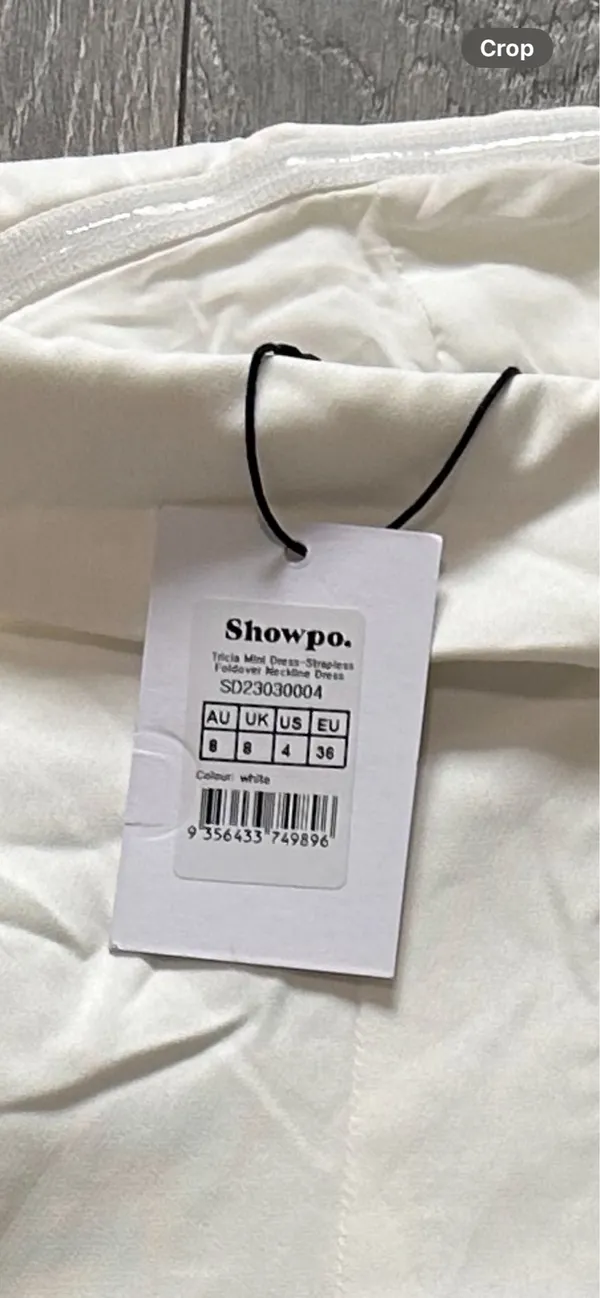 New Showpo Tricia Mini Dress Strapless Foldover Neckline Dress Size Small - Image 6