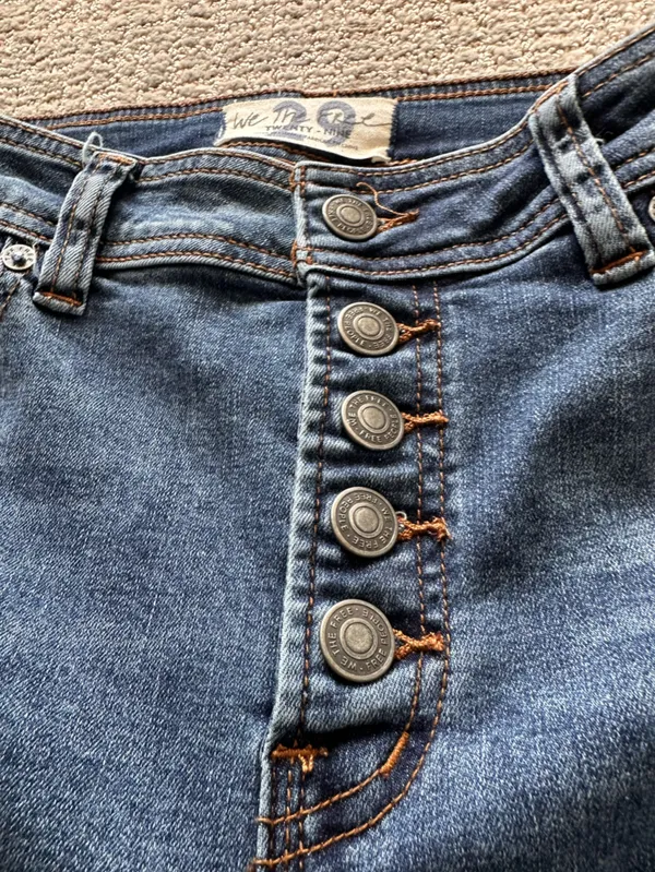 We The Free Button Fly Flare Jeans Womens 29 Blue Mid Rise Boho Festival - Image 10