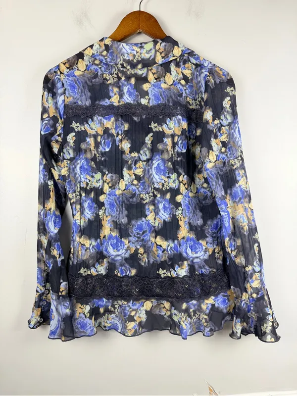 Free People Bad At Love Floral Printed Ruffle Boho blouse Women’s Size Small - Image 8