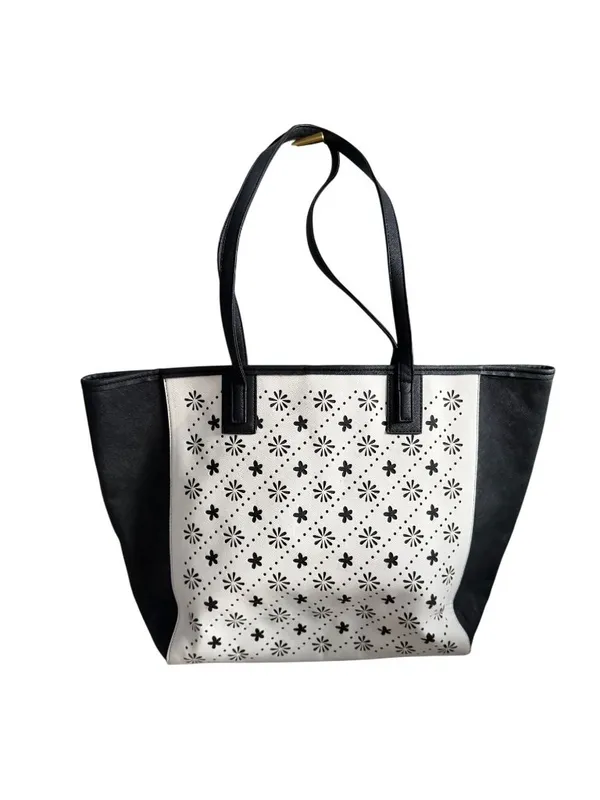 VERA BRADLEY Black White Floral Eyelet Shoulder Tote Bag - Image 2
