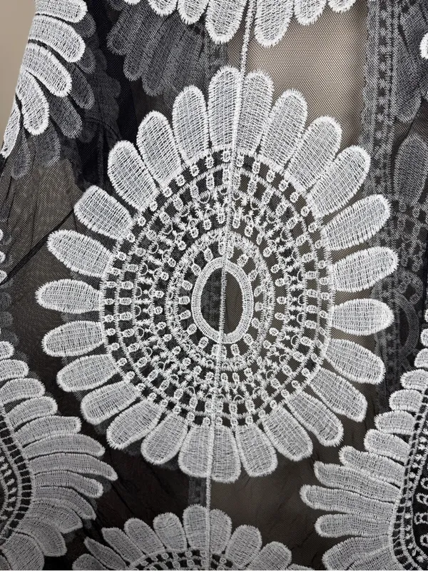 Rebellion Ember Black Sheer Crochet Kimono Embroidery Duster Whimsigoth Western Boho - Image 10