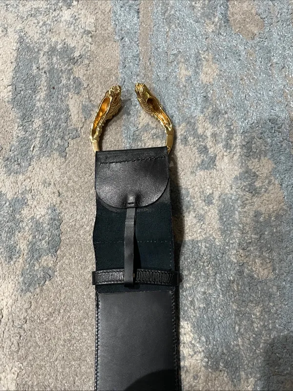 Authentic Gucci Wide Black Leather Tiger Head Waist Belt Size 80/32 - Image 9