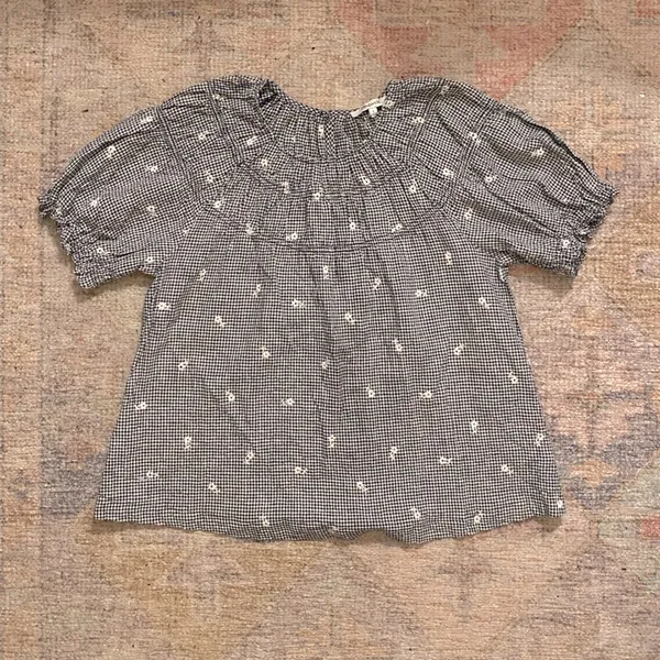 Madewell NWOT!!! Gingham Linen Blend Top with Embroidered Daisy Pattern - Image 3